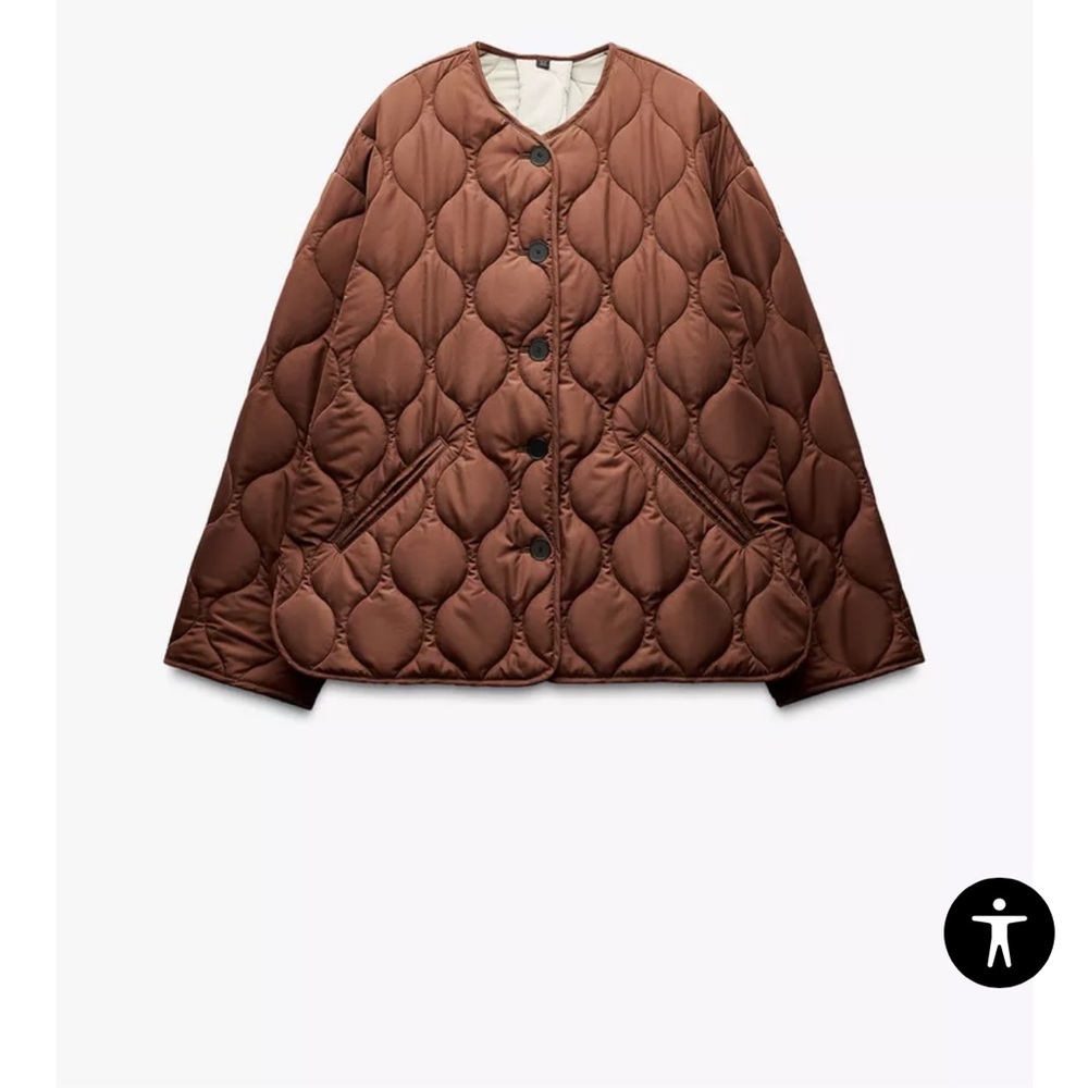 Zara Quilted Jacket in Green and Cream
